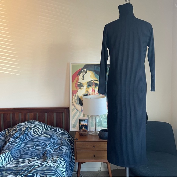 F120 ENZA COSTA Sweater Rib Dress Black - Picture 6 of 8